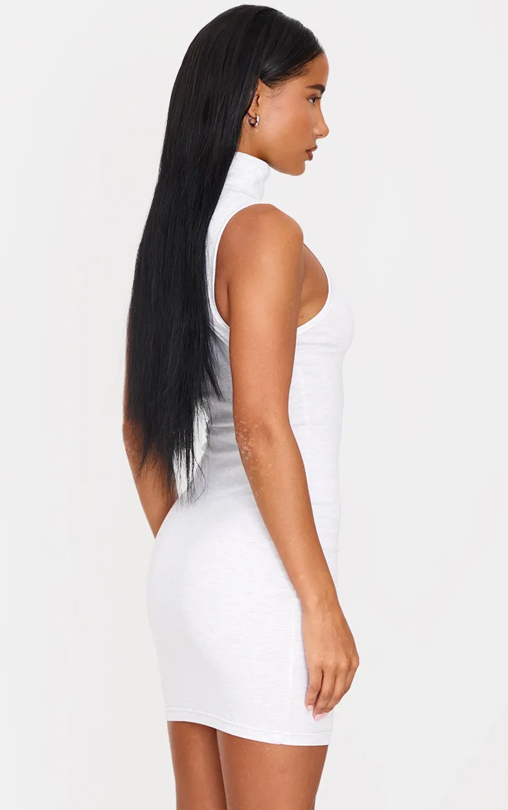 Grey Marl Cotton High Roll Neck Mini Dress sold by Pretty Little Thing product image thumbnail 2