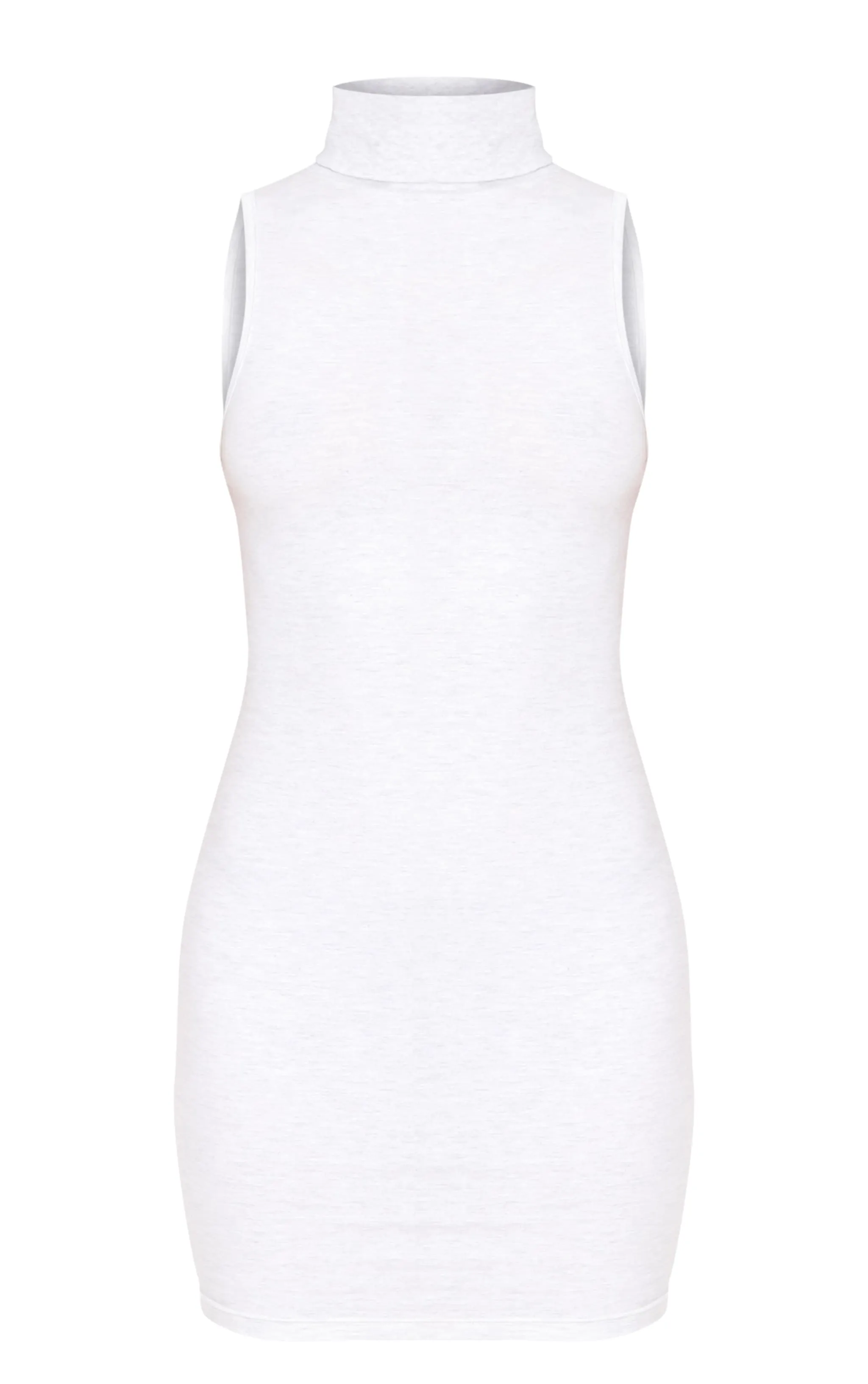Grey Marl Cotton High Roll Neck Mini Dress sold by Pretty Little Thing product image thumbnail 5