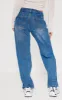 Petite Indigo Blue Wash Rigid Low Rise Straight Leg Jeans sold by Pretty Little Thing