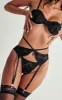 Black Lace Scalloped Edge Underwired 3 Piece Lingerie Set sold by Pretty Little Thing