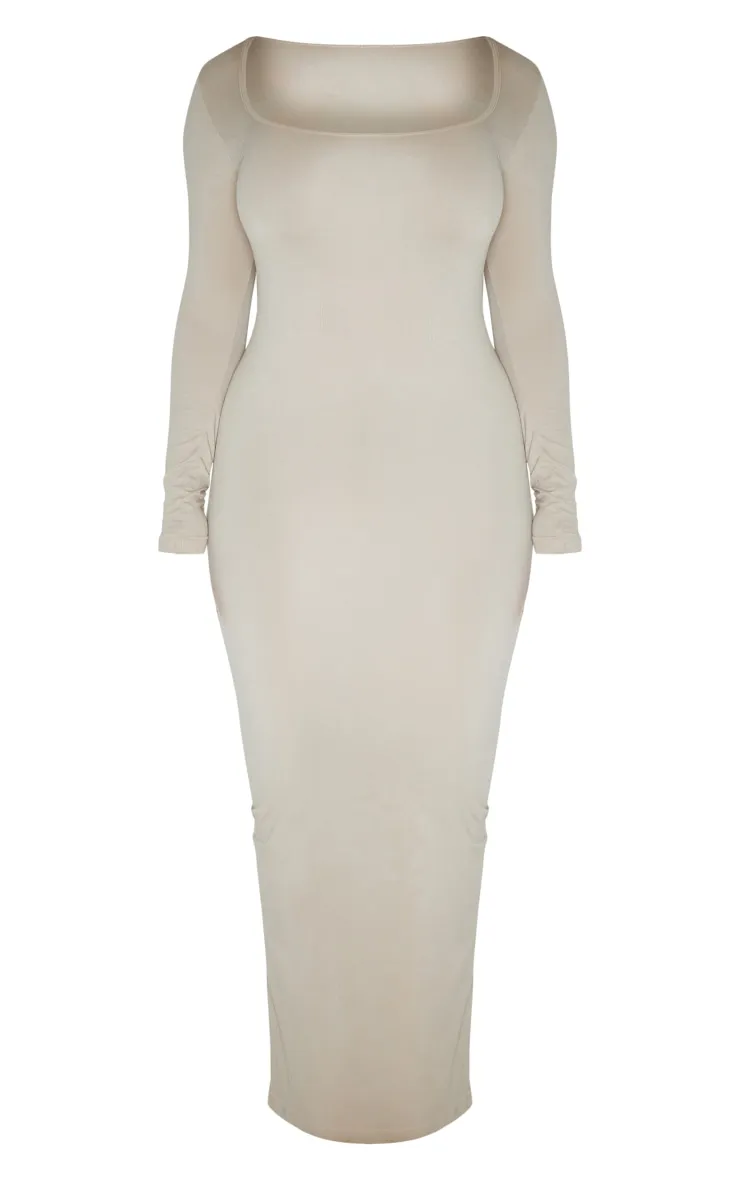 Shape Taupe Stretch Seamless Long Sleeve Maxi Dress sold by Pretty Little Thing product image thumbnail 5