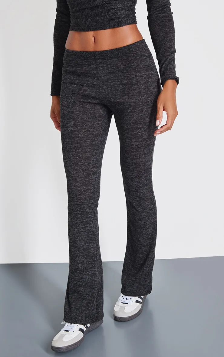 Black Textured Marl Contrast Seam Skinny Flare Trousers sold by Pretty Little Thing product image thumbnail 2