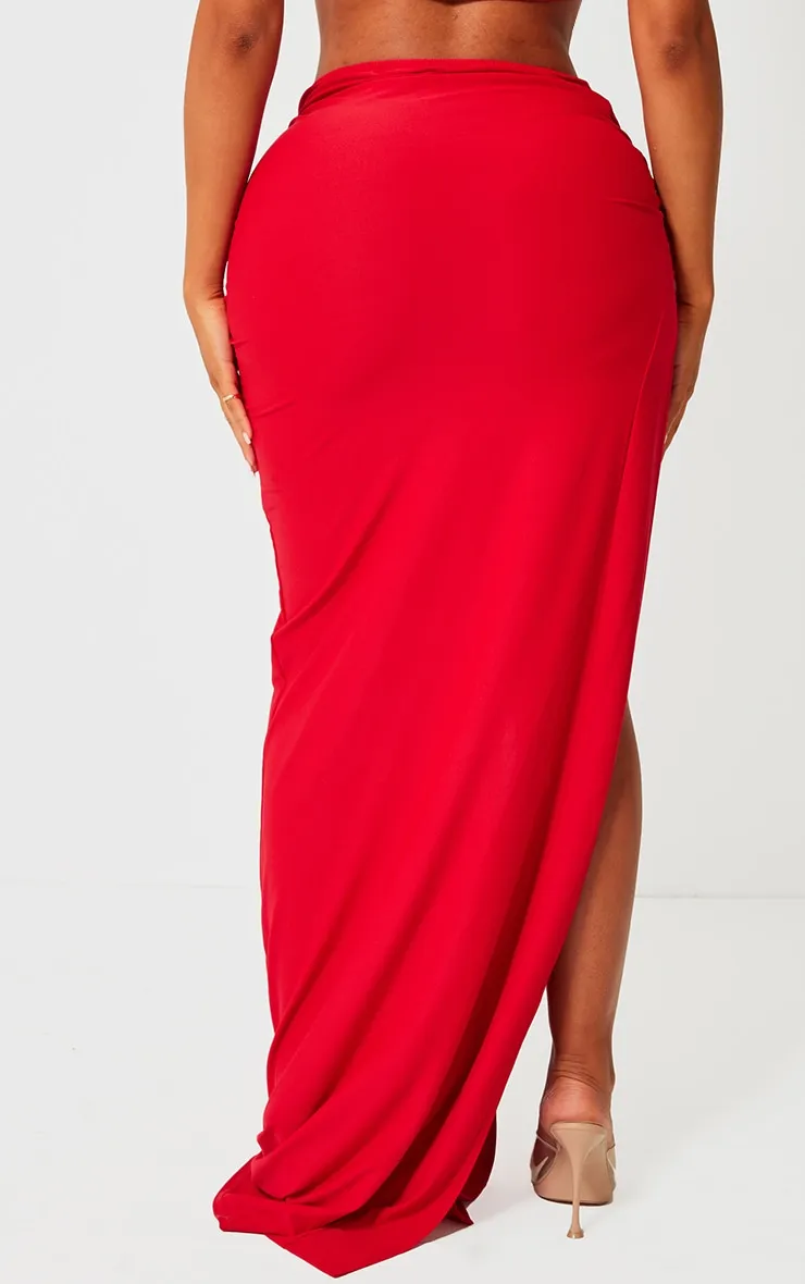 Shape Red Slinky Extreme Knot Maxi Skirt sold by Pretty Little Thing product image thumbnail 3
