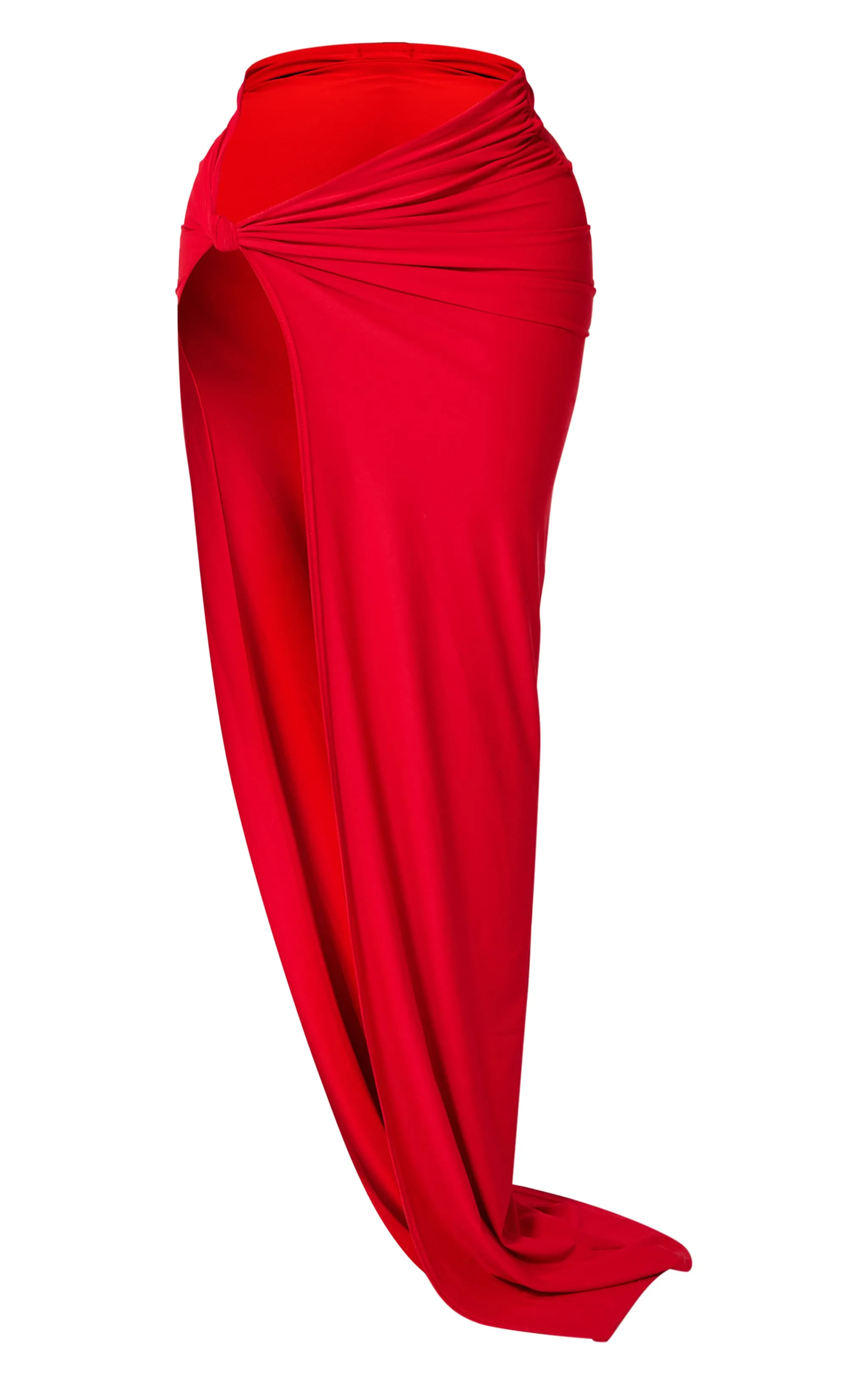 Shape Red Slinky Extreme Knot Maxi Skirt sold by Pretty Little Thing product image thumbnail 5