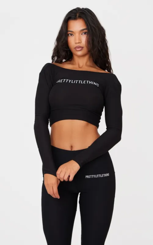 Black Cotton Long Sleeve Top sold by Pretty Little Thing
