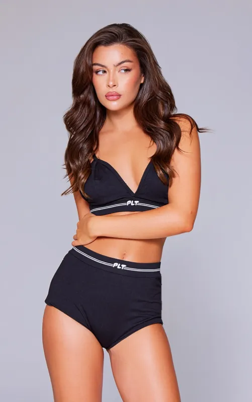 PRETTYLITTLETHING Black Tape Triangle Seam Detail Bralette sold by Pretty Little Thing