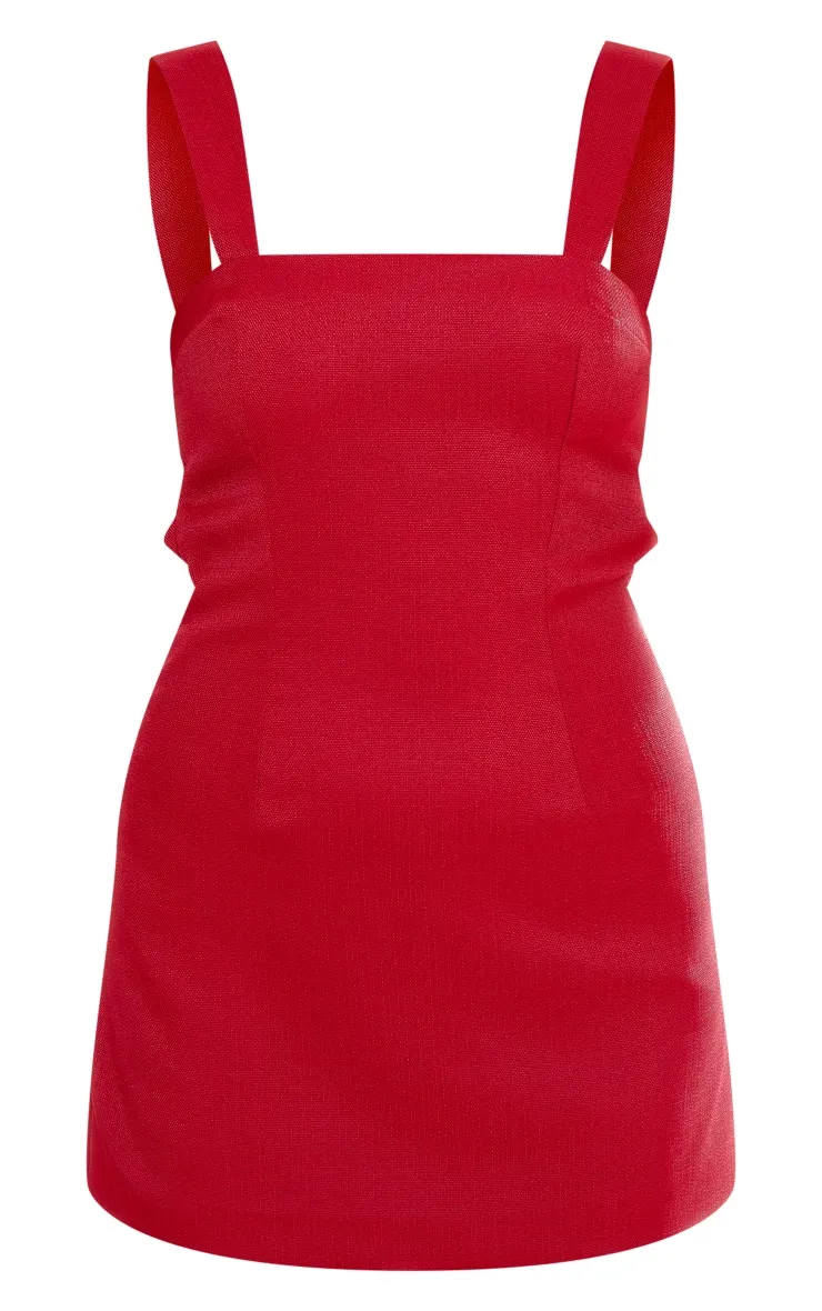 Red Twill Cut Out Bow Shift Dress sold by Pretty Little Thing product image thumbnail 5