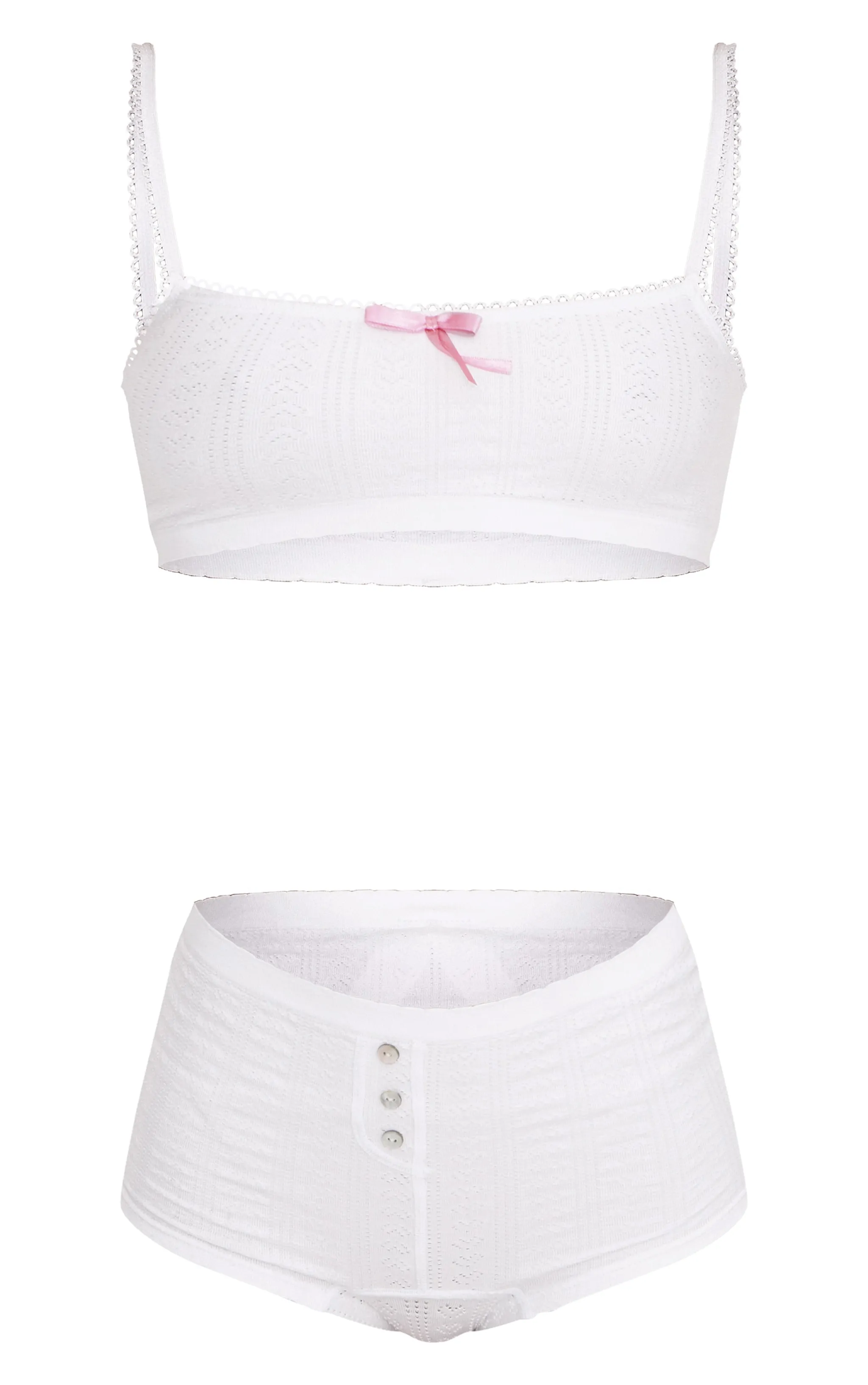 White Textured Bralette And Boxer Lingerie Set sold by Pretty Little Thing product image thumbnail 5