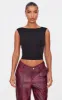 Black Slinky Open Back Tie Detail Long Top sold by Pretty Little Thing