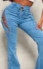 Shape Indigo Blue Wash Stretch Denim Lace Up Flare Jeans sold by Pretty Little Thing