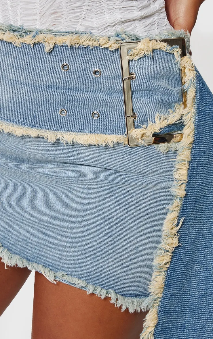 Shape Light Blue Oversized Belt Denim Skirt sold by Pretty Little Thing product image thumbnail 4