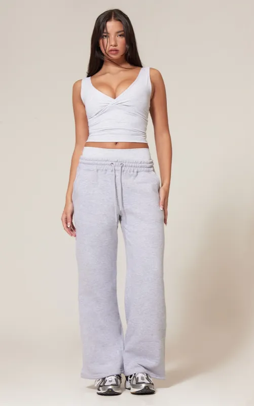 PRETTYLITTLETHING Ash Grey Oversized Low Rise Wide Leg Joggers sold by Pretty Little Thing
