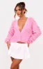 Pink Loop Knit V Neck Button Up Cardigan sold by Pretty Little Thing