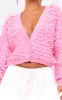 Pink Loop Knit V Neck Button Up Cardigan sold by Pretty Little Thing