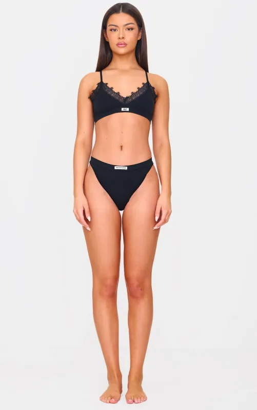 PRETTYLITTLETHING Black Badge Lace Trim Bra sold by Pretty Little Thing