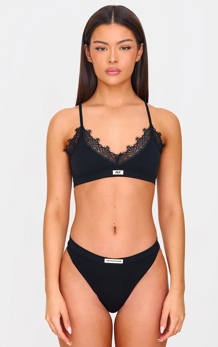 PRETTYLITTLETHING Black Badge Lace Trim Bra sold by Pretty Little Thing product image thumbnail 3