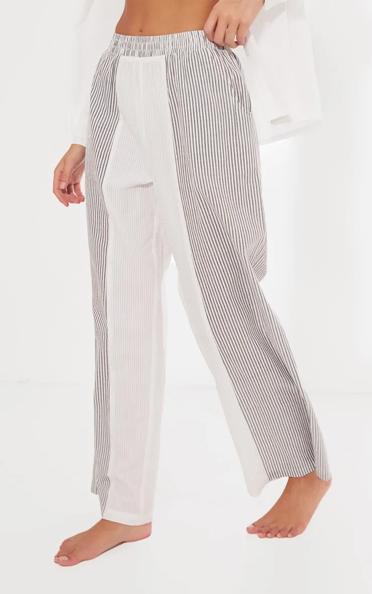Black Contrast Pinstripe Linen Look Trousers sold by Pretty Little Thing product image thumbnail 2