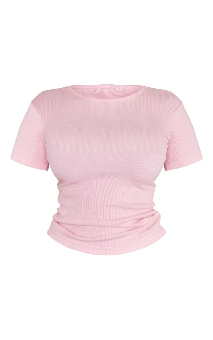 Pink Ribbed Short Sleeve T Shirt sold by Pretty Little Thing product image thumbnail 5