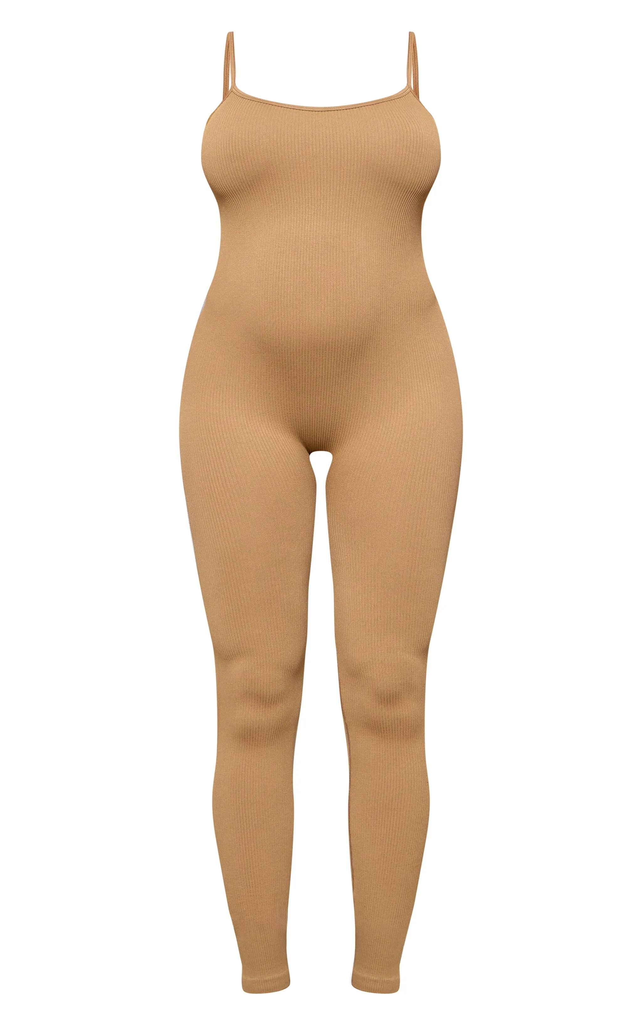 Maternity Brown Strappy Contour Ribbed Jumpsuit sold by Pretty Little Thing product image thumbnail 5