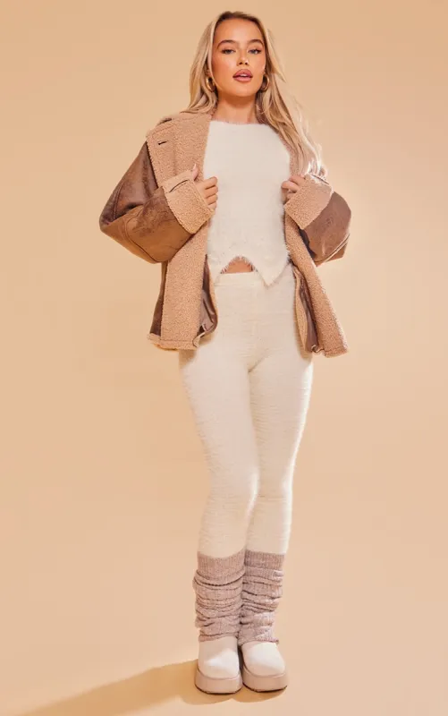 Cream Eyelash Knit High Waist Leggings sold by Pretty Little Thing