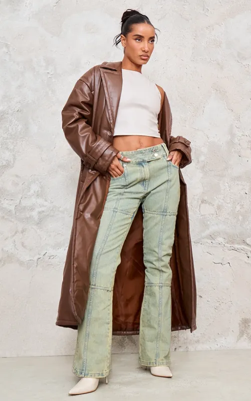 Cappuccino Coated Puffed Maxi Trench Coat sold by Pretty Little Thing