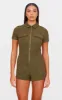 Khaki Soft Tailored Utility Detail Playsuit sold by Pretty Little Thing