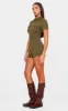 Khaki Soft Tailored Utility Detail Playsuit sold by Pretty Little Thing