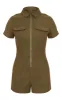 Khaki Soft Tailored Utility Detail Playsuit sold by Pretty Little Thing