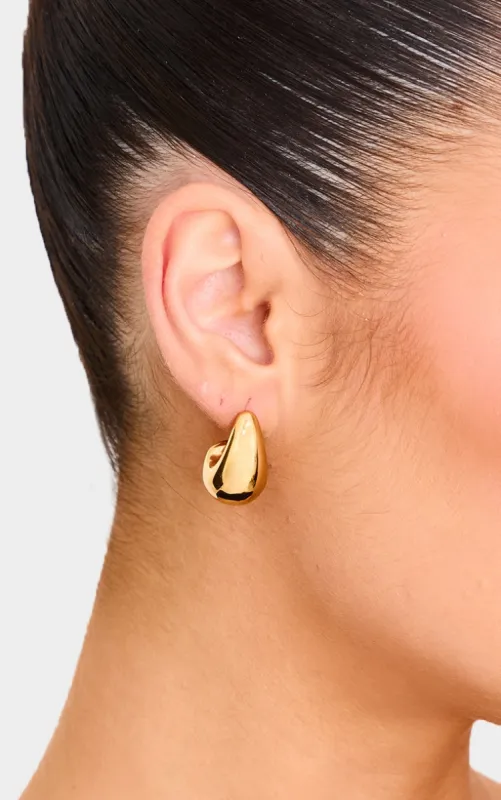 Gold Water Resistant Teardrop Stud Earrings sold by Pretty Little Thing