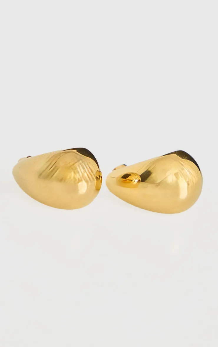 Gold Water Resistant Teardrop Stud Earrings sold by Pretty Little Thing product image thumbnail 2