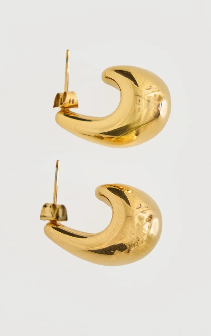Gold Water Resistant Teardrop Stud Earrings sold by Pretty Little Thing product image thumbnail 3