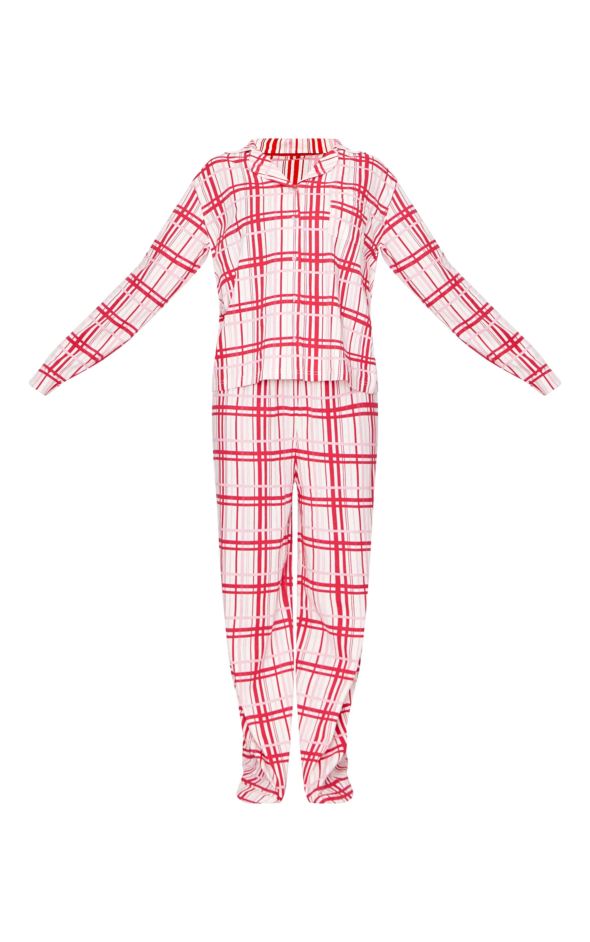Cream Check Print Jersey Long Pj Set sold by Pretty Little Thing product image thumbnail 5