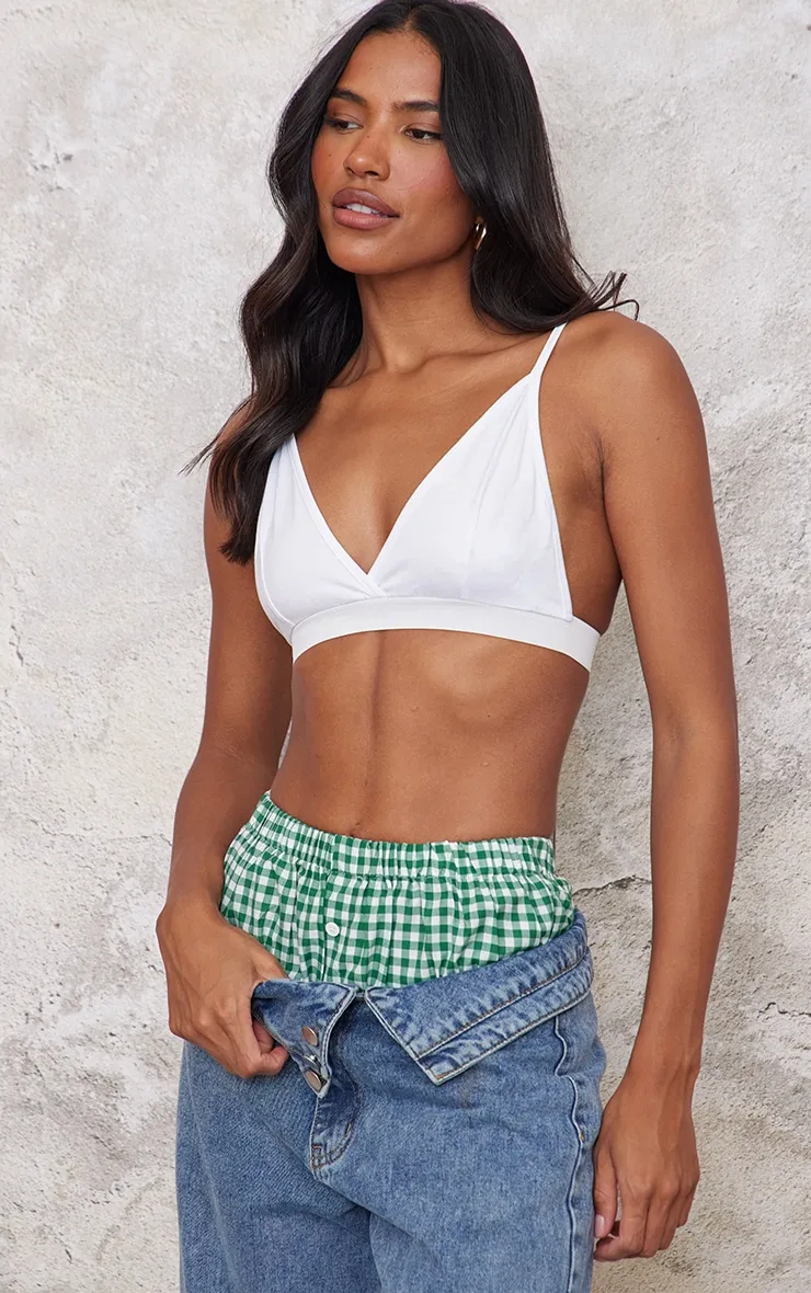 Basic White Cotton Blend Triangle Bralet sold by Pretty Little Thing product image thumbnail 4