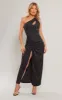 Black Chiffon Twist Detail One Shoulder Cut Out Midaxi Dress sold by Pretty Little Thing