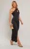 Black Chiffon Twist Detail One Shoulder Cut Out Midaxi Dress sold by Pretty Little Thing