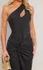 Black Chiffon Twist Detail One Shoulder Cut Out Midaxi Dress sold by Pretty Little Thing