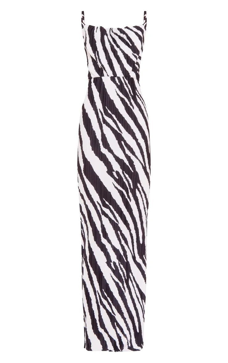 Tall Zebra Print Plisse Strappy Maxi Dress sold by Pretty Little Thing product image thumbnail 5