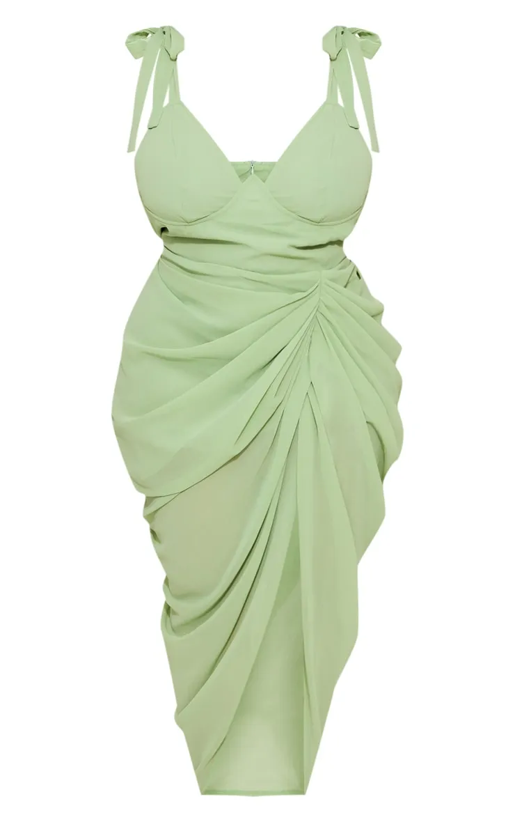 Plus Sage Green Underwire Detail Draped Midi Dress sold by Pretty Little Thing product image thumbnail 5