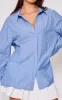 Blue Stripe Oversized Shirt sold by Pretty Little Thing