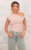 Stone Slinky Backless Asymmetric Long Top sold by Pretty Little Thing