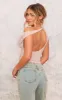 Stone Slinky Backless Asymmetric Long Top sold by Pretty Little Thing