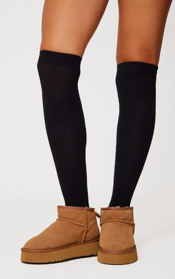 Black Basic Over The Knee Socks sold by Pretty Little Thing product image thumbnail 2