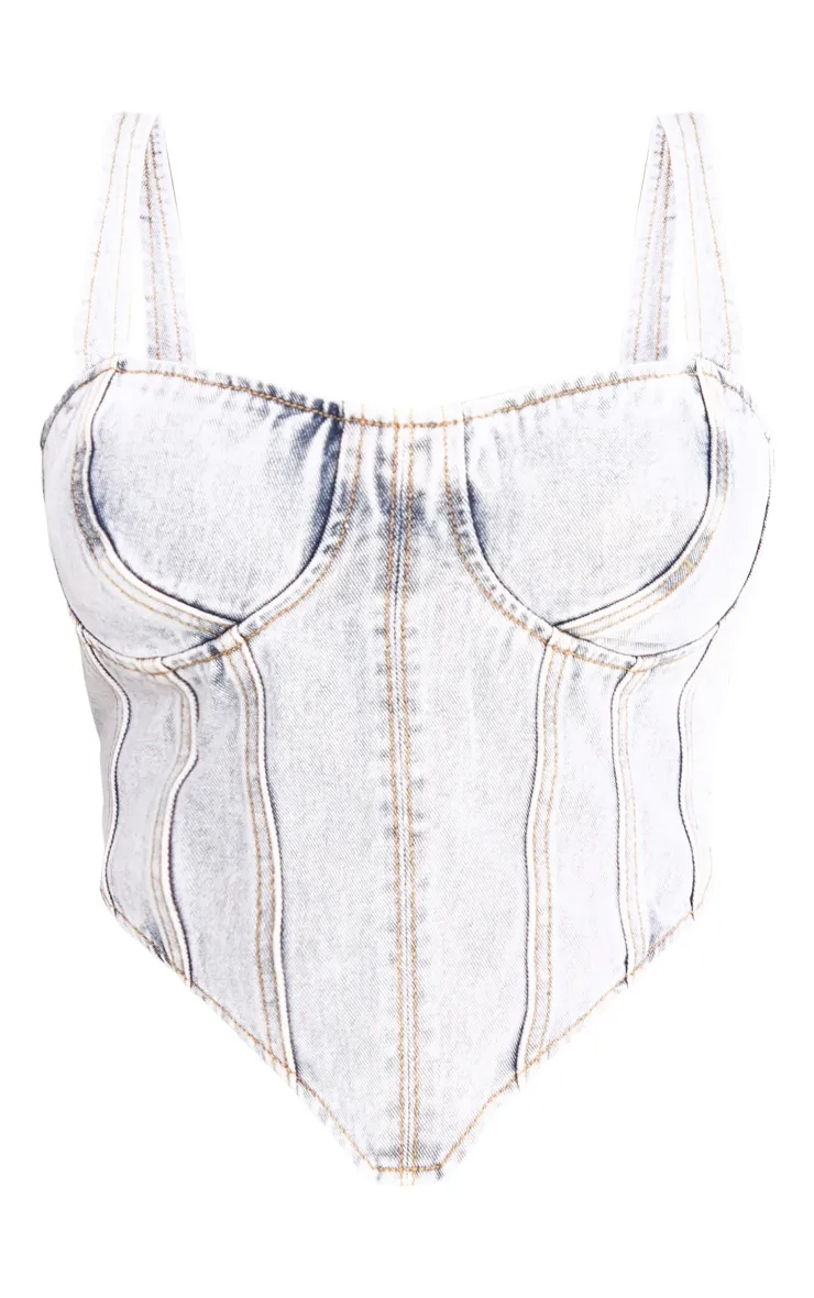 Plus Blue Acid Wash Denim Corset sold by Pretty Little Thing product image thumbnail 5