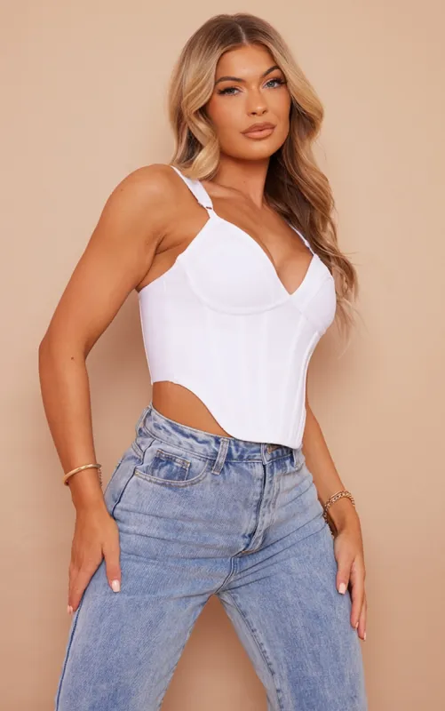 White Bandage Dip Hem Bust Cup Corset sold by Pretty Little Thing