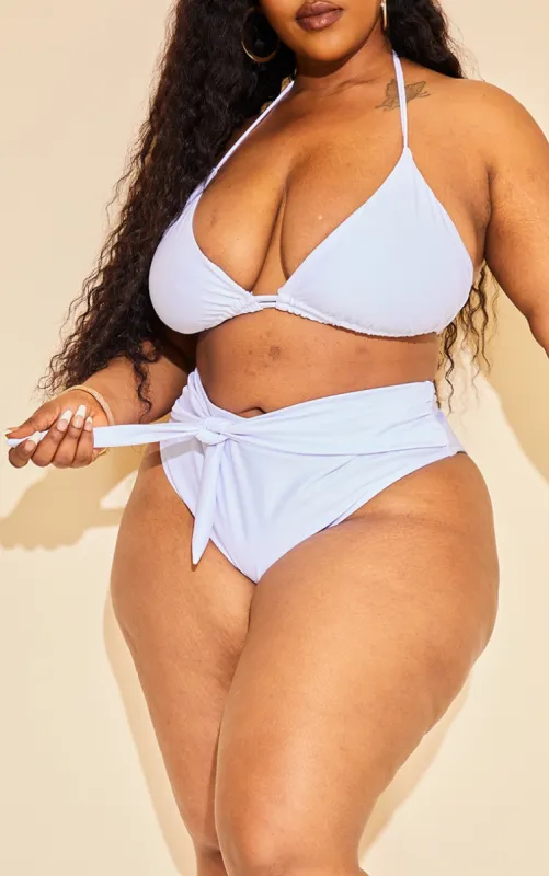 Plus White Mix & Match High Waist Tie Front Bikini Bottoms sold by Pretty Little Thing