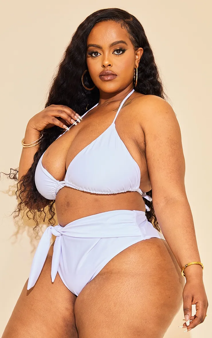 Plus White Mix & Match High Waist Tie Front Bikini Bottoms sold by Pretty Little Thing product image thumbnail 2