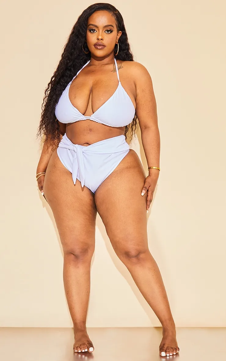 Plus White Mix & Match High Waist Tie Front Bikini Bottoms sold by Pretty Little Thing product image thumbnail 3