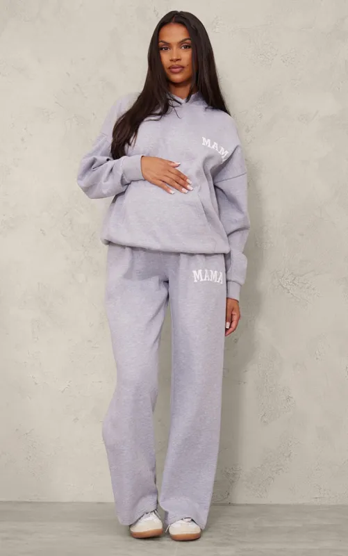 Maternity Grey Marl Mama Printed Wide Leg Joggers sold by Pretty Little Thing