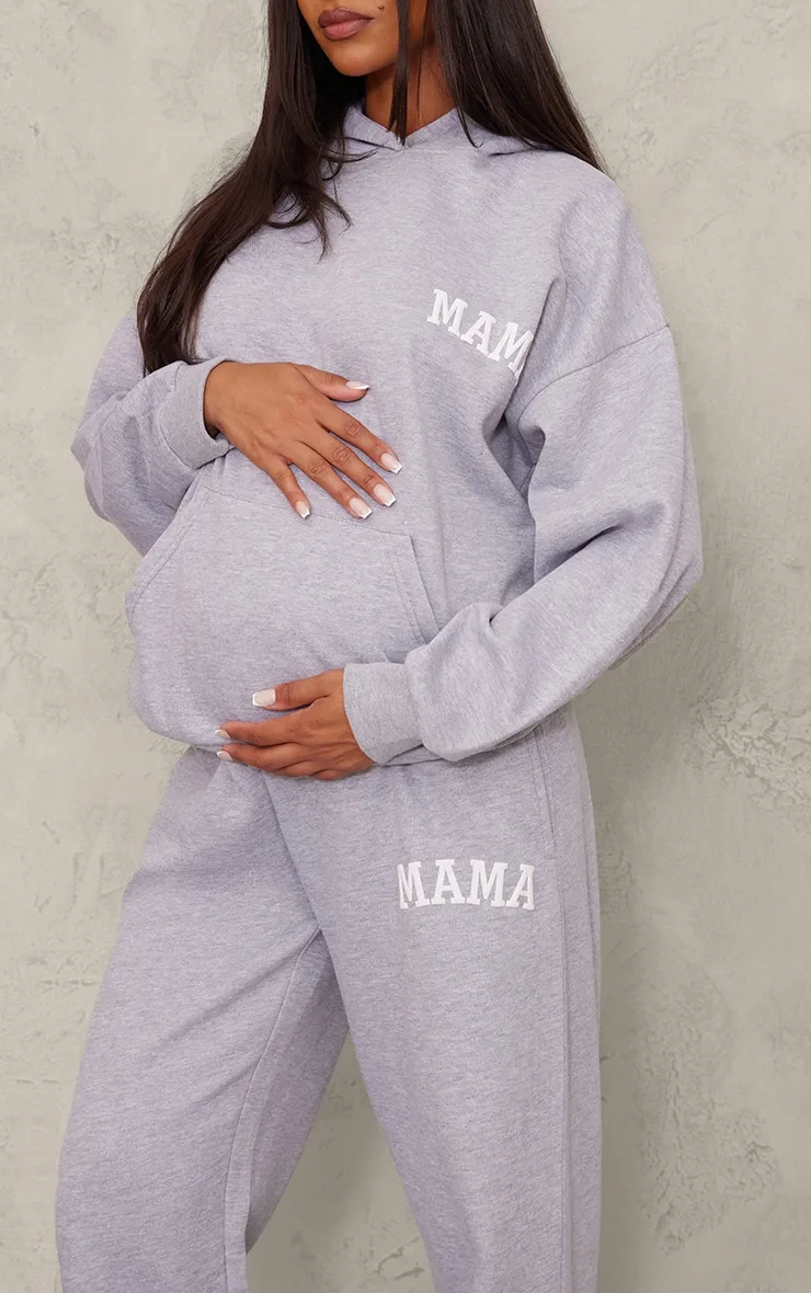 Maternity Grey Marl Mama Printed Wide Leg Joggers sold by Pretty Little Thing product image thumbnail 4