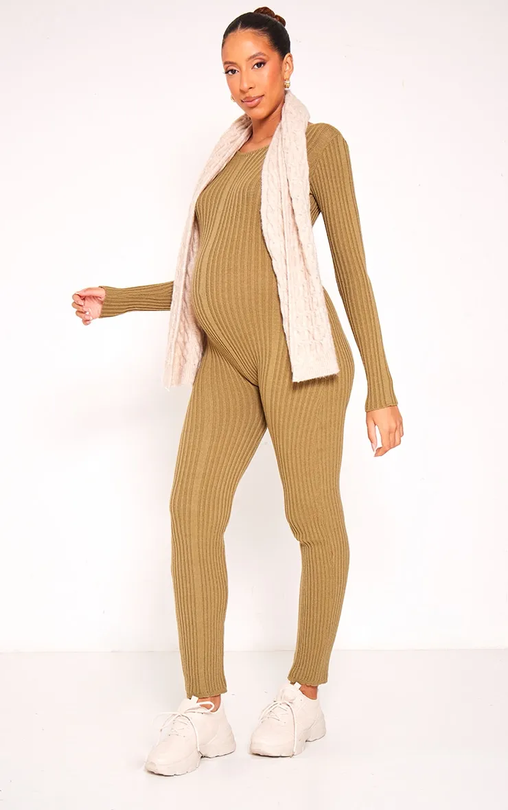 Maternity Olive Back Lace Up Detail Jumpsuit sold by Pretty Little Thing product image thumbnail 3